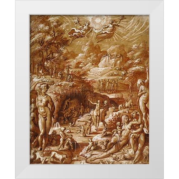 Zucchi, Jacopo 15x18 White Modern Wood Framed Museum Art Print Titled - The Age of Gold
