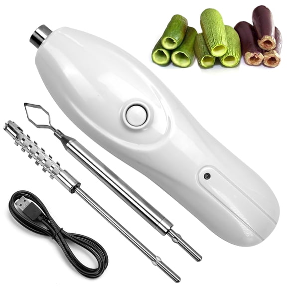 Zucchini Corer Tool Portable Vegetable Corer Cordless, Electric Scraping Scale Machine Scraper With 2 Cutter Head, Stainless Steel Rechargeable Fruit Digging