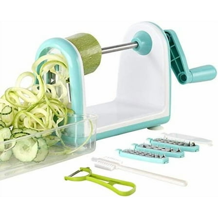 Zucchini Noodle Maker Spaghetti Spiralizer - 5 Blades Vegetable Slicer for Veggie Noodles and Curly Chips