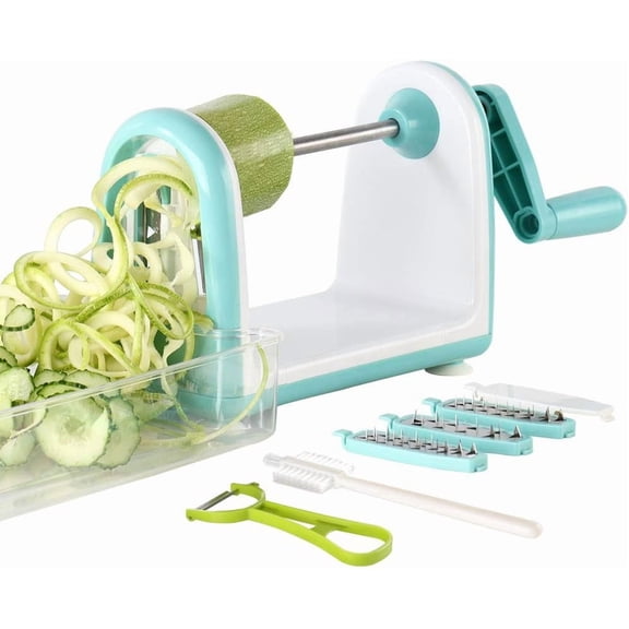 Zucchini Noodle Maker Spaghetti Spiralizer - 5 Blades Vegetable Slicer for Veggie Noodles and Curly Chips