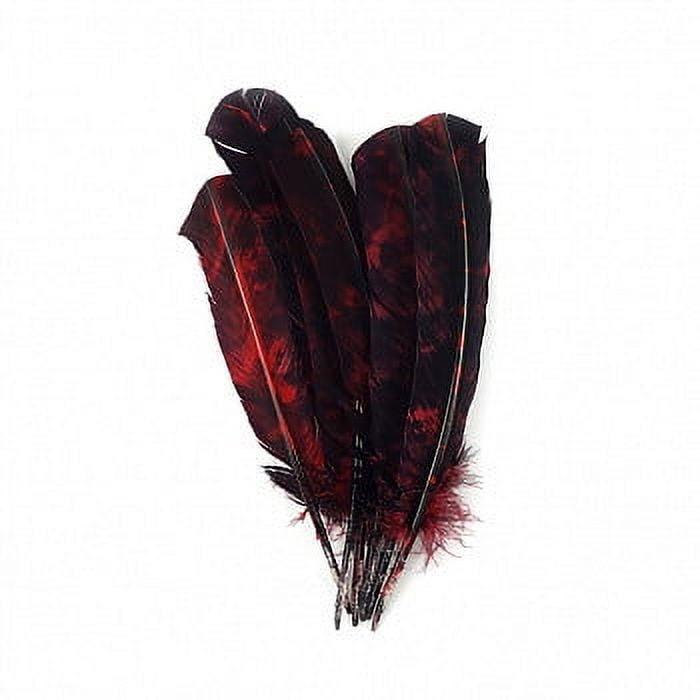 ZUCKER FEATHER PRODUCTS Zucker 10-12" Tie Dye Turkey Feather, Red and Black, 6 piece package