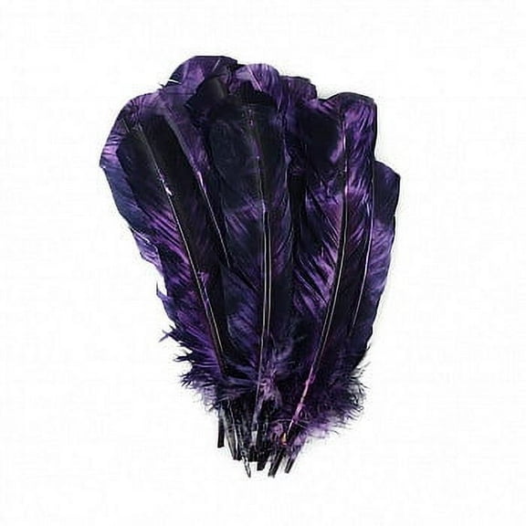 Zucker 25 pc Tie Dye Turkey Feathers Craft Supplies, Headdress / Dream catcher - Left Curving 10-12 inch - Purple Mix
