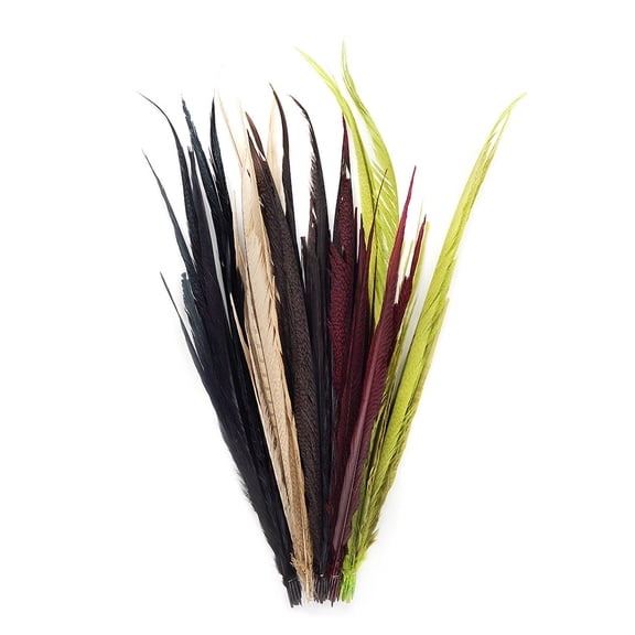 Zucker Feather Products Assorted Pheasant Tails Mix Dyed - 16-30" - 100pcs - Harvest