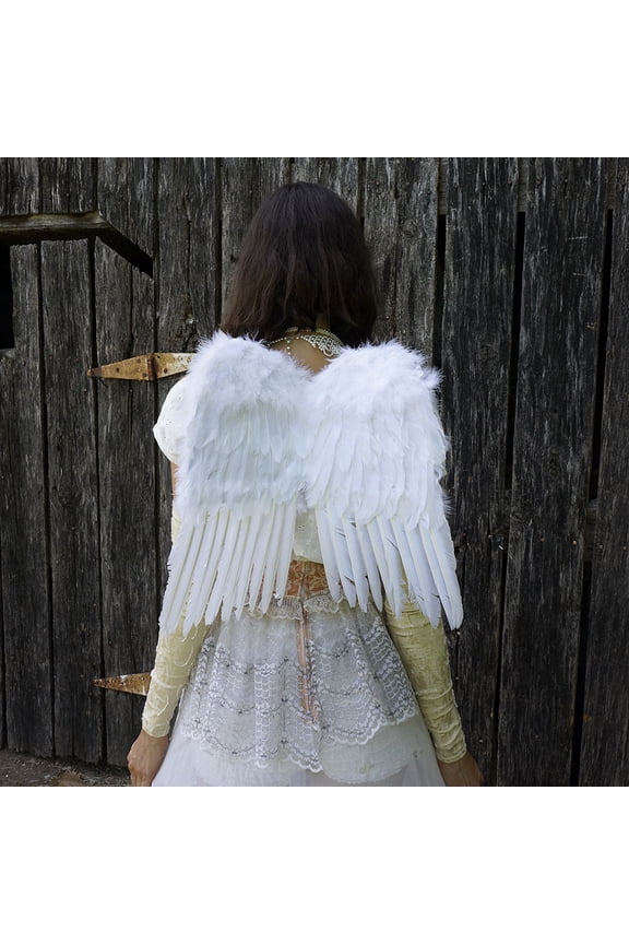 Small Feather Angel Wings - 17" x 15" - White