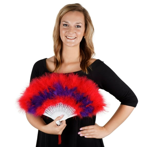 Zucker Marabou Feather Fan Multi Color -11 x 20" - Red - Regal - Red