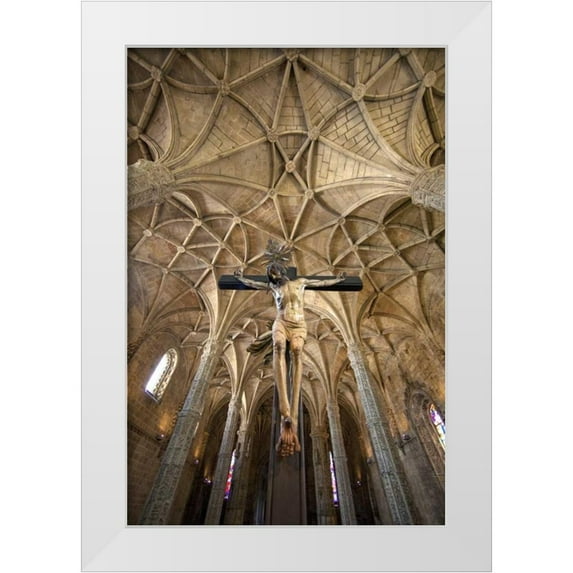 Zuckerman, Jim 13x18 White Modern Wood Framed Museum Art Print Titled - Portugal, Lisbon Jeronimos Monastery= interior