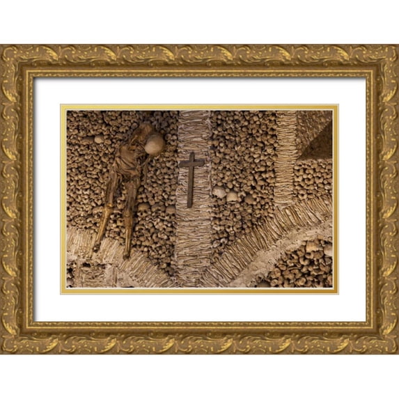 Zuckerman, Jim 14x11 Gold Ornate Wood Framed with Double Matting Museum Art Print Titled - Portugal, Evora Bones in San Francisco Church