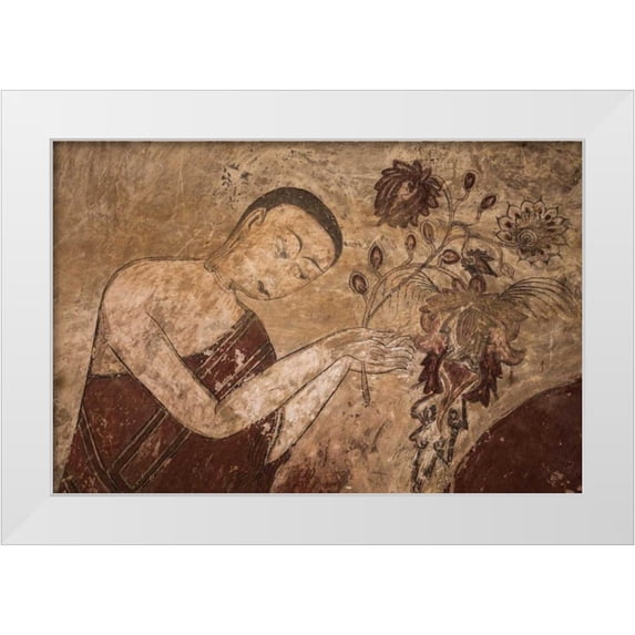 Zuckerman, Jim 14x11 White Modern Wood Framed Museum Art Print Titled - Myanmar, Bagan Artwork in a Buddhist temple