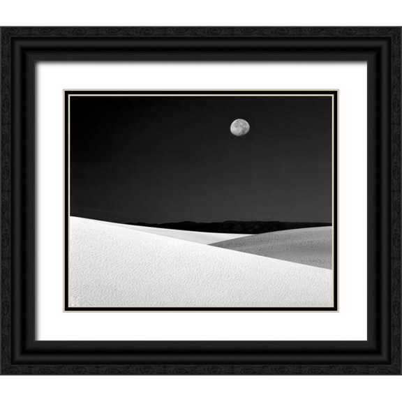 Zuckerman, Jim 14x12 Black Ornate Wood Framed with Double Matting Museum Art Print Titled - New Mexico, White Sands NM Night with full moon