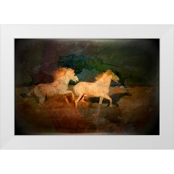 Zuckerman, Jim 18x13 White Modern Wood Framed Museum Art Print Titled - Artistic conception of running horses