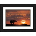 thumbnail image 1 of Zuckerman, Jim 24x17 Black Ornate Wood Framed with Double Matting Museum Art Print Titled - Kenya, Masai Mara White rhinos at sunset, 1 of 4