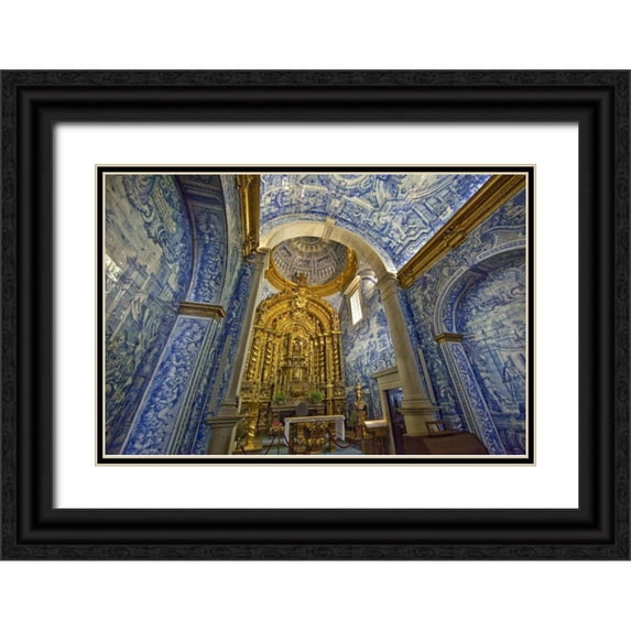 Zuckerman, Jim 24x17 Black Ornate Wood Framed with Double Matting Museum Art Print Titled - Portugal, Almancil St Lawrence Church, interior