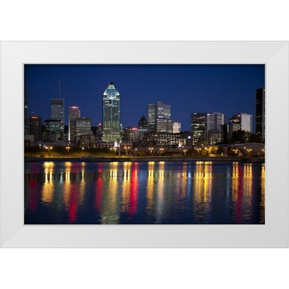 Zuckerman, Jim 24x17 White Modern Wood Framed Museum Art Print Titled - Canada, Montreal Night over downtown and river