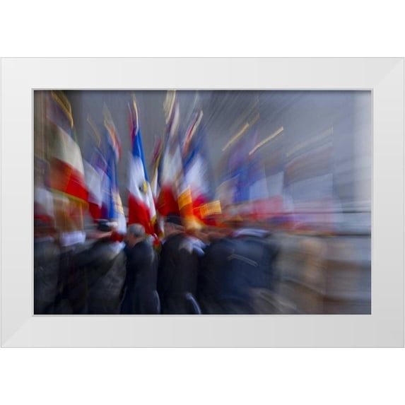 Zuckerman, Jim 24x17 White Modern Wood Framed Museum Art Print Titled - France, Paris Ceremony at the Arc de Triomphe