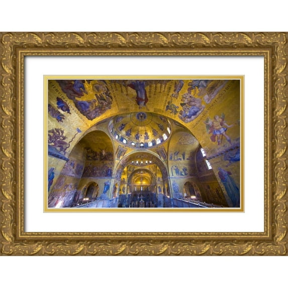 Zuckerman, Jim 32x23 Gold Ornate Wood Framed with Double Matting Museum Art Print Titled - Italy, Venice Interior of St Marks Cathedral