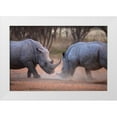 thumbnail image 1 of Zuckerman, Jim 32x23 White Modern Wood Framed Museum Art Print Titled - Africa, Namibia White rhinos fighting, 1 of 4