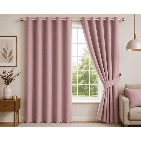 Zudo Homes Modern Pink Textured Vertical Geometric Pattern Rod Pocket Room Darkening Bay Window Curtain Sets Curtains, 44 in x 60 in (2 Panels)