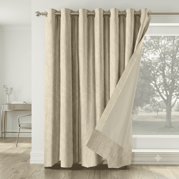 Zudo Homes Modern Beige Textured Vertical Geometric Pattern Rod Pocket Room Darkening Bay Window Curtain Sets Curtains, 44 In x 60 In (2 Panels)