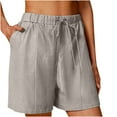 thumbnail image 1 of Zuesphe Cotton Linen Shorts for Women Plus Size 2026 7 Inch Inseam Drawstring Short High Waisted Lightweight Short Beach Vacation Outfits with Pockets, 1 of 6