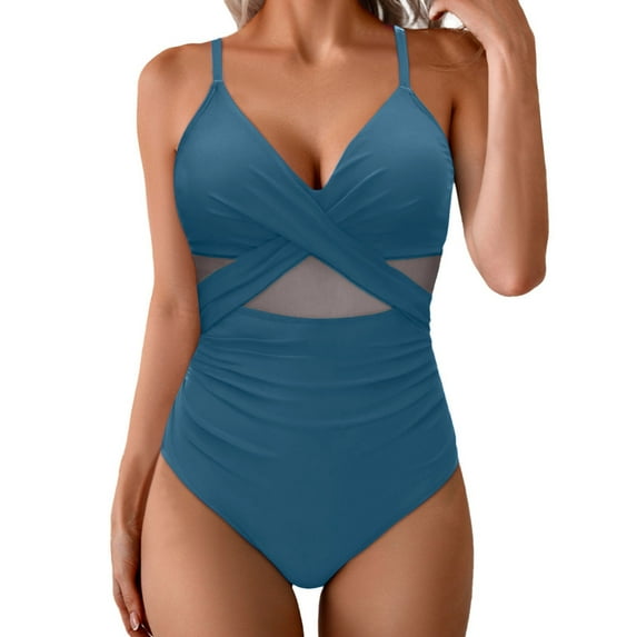 Zuesphe Cute Swimsuit for Women Bathing Suit for Women 2 Piece Bikini High Waisted Swimwear for Women Tummy Control Plus Size Modest Tankini Color Block Print