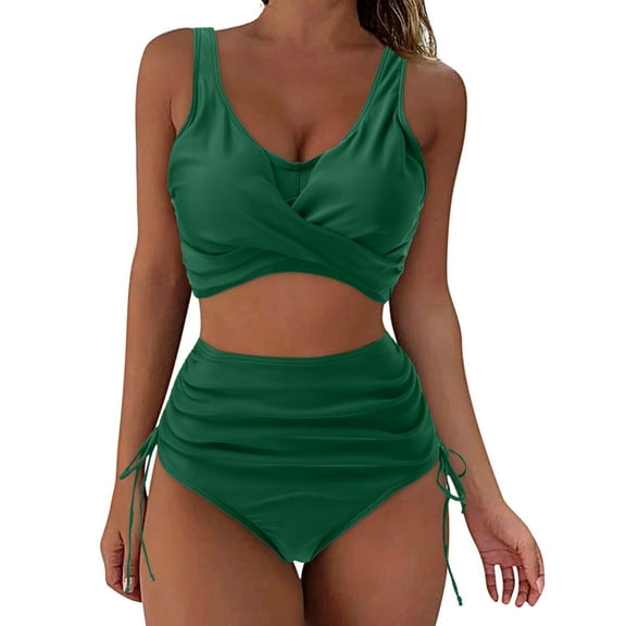 Zuesphe Cute Swimsuit for Women Modest Ladies Bathing Suits One Piece Tummy Control Womens Swimwear 2 Piece Monokini Swimsuit Wrap Tie Back