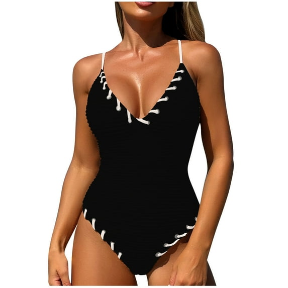 Zuesphe Cute Swimsuit for Women One Piece Womens Modest Bathing Suits Two Piece 2025 Swimwear Women Plus Size Beachwear Women Red Vintage Padded Push up