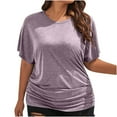 thumbnail image 1 of Zuesphe Fashion Tops for Women Trendy Plus Size Sexy Summer Shirts for Women 2025 Red Blouses for Women Short Sleeve Women'S Summer Tunics for Leggings, 1 of 5