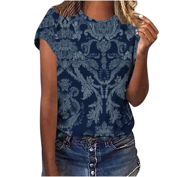 Zuesphe Fashion Tops for Women Dressy Floral Shirts for Women Cotton Blouses for Women Dressy Casual Active Tops for Women Crop