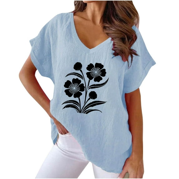 Zuesphe Plus Size Tops for Women Summer Cotton Work Shirts for Women Business Casual White Blouse for Women V Neck Plus Size Tunic Tops for Women 4X-5X