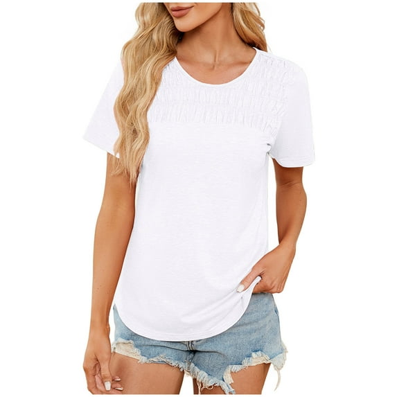 Zuesphe Short Sleeve Summer Tops for Women 2025 Boho Shirts for Women Work Casual Womens Short Sleeve Blouses Summer Active Tank Tops for Women Fitted