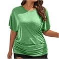 thumbnail image 1 of Zuesphe Short Sleeve Tops for Women 2025 V Neck T Shirts for Women Graphic Tees Peasant Blouses for Women Boho Crop Tops for Women Trendy, 1 of 5