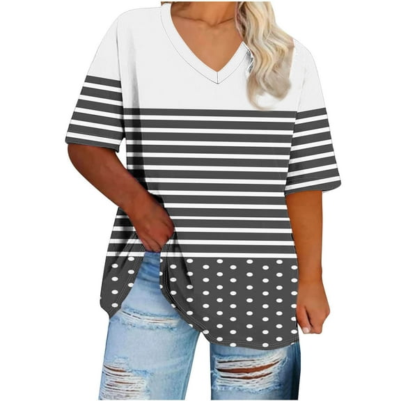 Zuesphe Short Sleeve Tops for Women Plus Size White Tshirts for Women Crew Neck Black Blouses for Women Sexy Vintage Tees for Women 1964
