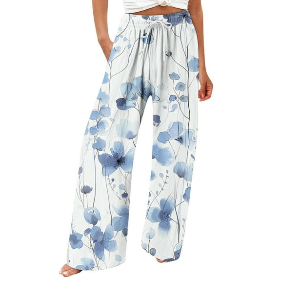Zuesphe Summer Pants for Women Petite Capri Pants for Women Cotton Linen Palazzo Pants for Women Casual Plus Cargo Pants Women High Waisted Baggy