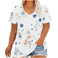 thumbnail image 1 of Zuesphe Summer Shirts for Women 2025 Plus Size T Shirt Women Cute Graphic Tees Short Sleeve Floral Print Loose Fit Summer Casual Tops Short Sleeve V Neck Shirts Casual Soft Blouse, 1 of 4
