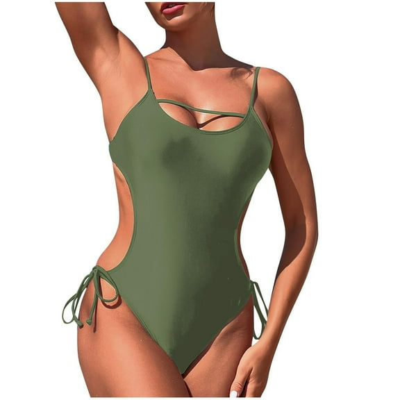 Zuesphe Swim Suits for Women 2025 One Piece Modest Womens Bathing Suits Tummy Control Two Piece Womens Swimwear 2 Piece Monokini Swimsuit Wrap Tie Back