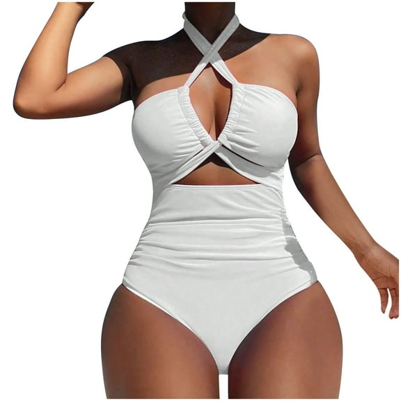 Zuesphe Swimsuit for Women 2025 Bikini Sets for Women Mid Rise Womens Swimwear Tummy Control Beachwear Women Red Vintage Padded Push up