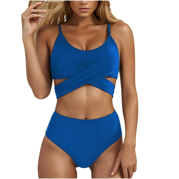 Zuesphe Swimsuit for Women 2025 Plus Sexy Bathing Suits for Women over 60 Ladies Swimwear 2 Piece Beachwear Skirts for Women 2025 Ruffled V Neck Lace Up