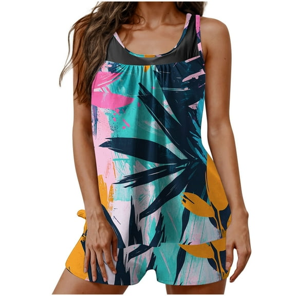 Zuesphe Swimsuit for Women Over 40 2025 Womens Bathing Suits Plus Size Modest Swimwear for Women Tankini Tankini Top Criss Cross Back