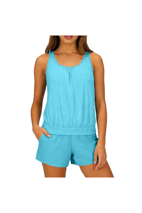 Trendy Swimsuit, Two Piece Tankini Swimsuit for Women High Waisted Tummy Control Bathing Suit Double Up Tankini Set, 2026 Tankini Swimsuits for Women