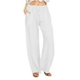 thumbnail image 1 of Zuesphe White Pants Women Petite Capri Pants for Women Plus Size High Waisted Womens Flowy Pants Work Cargo Pants Women Plus Size, 1 of 4