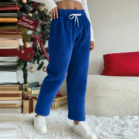 Zuesphe Women's Sherpa Lined Sweatpants Winter Warm Sherpa Lined Athletic Joggers Pants Warm Thick Fleece Winter Casual Lounge Pants