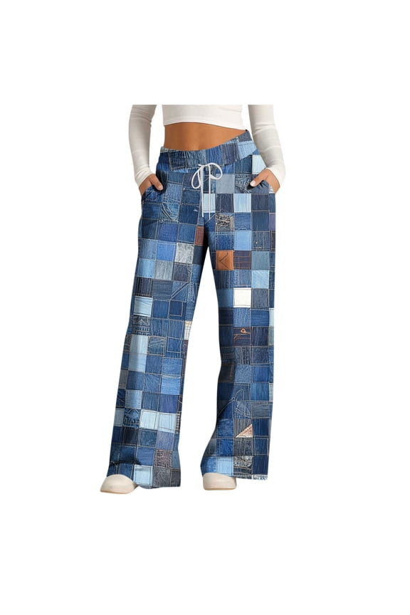 Women's Wide Leg Palazzo Pants Dressy Casual Floral Print Pants Elastic Waist with Pockets, Summer Palazzo Pants for Women 2026