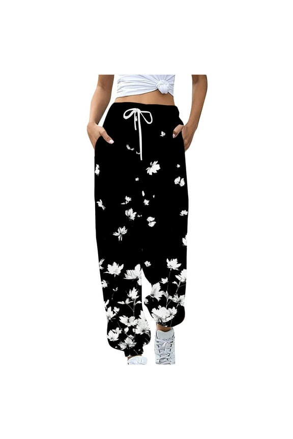 Womens Casual Pants Elastic Waist Capri Pants for Women Stretch Cotton Flowy Pants for Women Plus Size Cargo Pants Women High Waisted Petite My Orders
