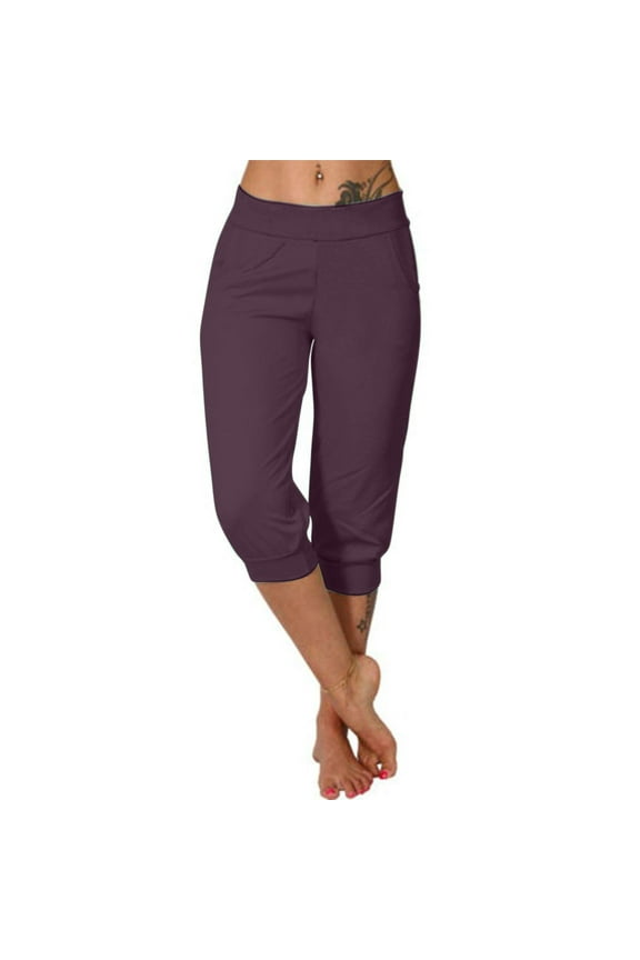 Womens Casual Pants with Pockets Ladies Capri Pants Flowy Pants for Women Dressy Petite Cargo Pants Women Baggy