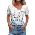 thumbnail image 1 of Zuesphe Womens Crop Tops Dressy Short Sleeve T Shirts for Women Fitted Womens Button Down Blouse Silk Oversized Graphic Tees for Women Band, 1 of 4