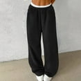 thumbnail image 1 of Zuesphe Womens Fleece Sherpa Lined Sweatpants Casual Baggy Pants Wide Leg Drawstring Waist Loose Sweatpants with Pockets, 1 of 6