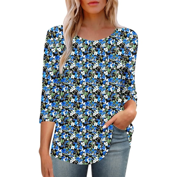 Zuesphe Womens Floral Tops Dressy Shirts for Women Dressy Casual White Peasant Blouses for Women Basic Tees for Women V Neck