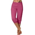 thumbnail image 1 of Zuesphe Womens Pants Dressy Casual Petite Short Cotton Capri Pants for Women Elastic Waist Flowy Pants for Women Boho Cargo Pants Women Stretchy, 1 of 6
