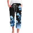 thumbnail image 1 of Zuesphe Womens Pants Elastic Waist Capri Pants for Women Stretch High Waisted Womens Flowy Pants Work Cargo Pants Women Baggy, 1 of 4
