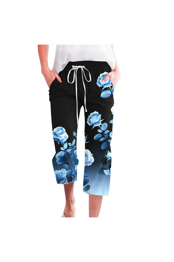 Womens Pants Elastic Waist Plus Size Short Capris for Women Womens Palazzo Pants Plus Size Black Cargo Pants Women Plus Size